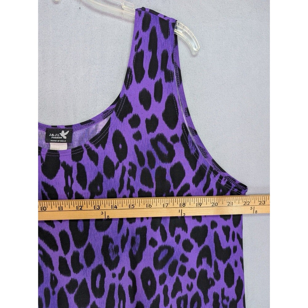 J & JL Fashion Purple Leopard Print Sleeveless Tunic Tank Dress USA - Picture 4 of 6